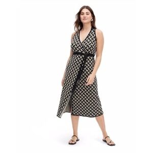 Diane Von Furstenberg Target Weave Midi Wrap Dress Sweaterknit Size 2XL Classic